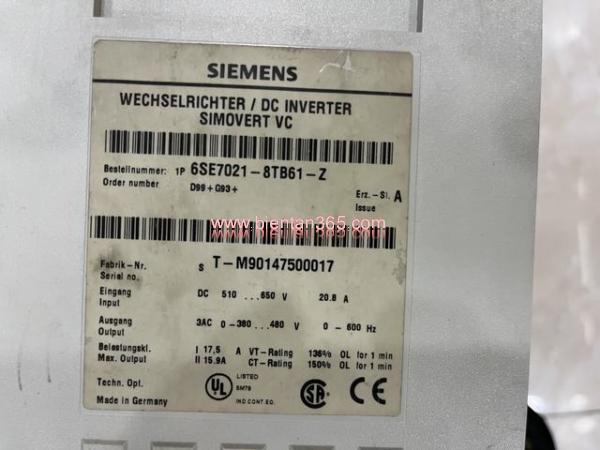 Siemens 6se7021-8tb61-z simovert vc
